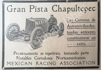 CARTEL ANTIGUO ORIGINAL DE PRIMERA CARRERA DE LA PISTA DE CARRERAS CHAPULTEPEC 1922 /206