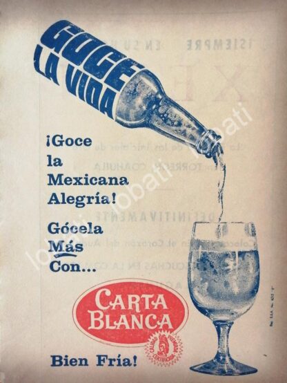 CARTEL ANTIGUO ORIGINAL DE CERVEZA CARTA BLANCA 1967 /147