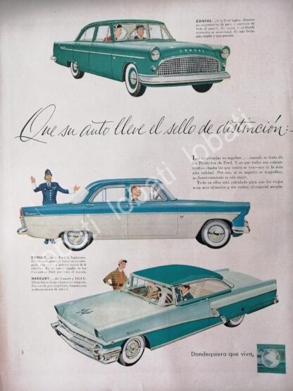 CARTEL ANTIGUO ORIGINAL DE AUTOS FORD CONSUL - ZODIAC - MERCURY 1956 /505