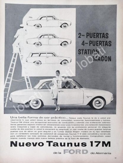 CARTEL ANTIGUO ORIGINAL DE AUTOS FORD TAUNUS 17M 1962 /500