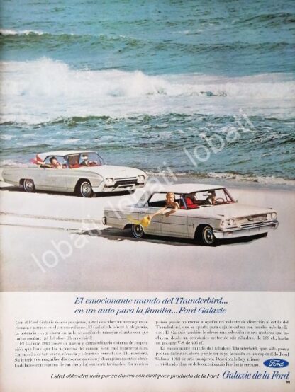 CARTEL ANTIGUO ORIGINAL DE AUTOS FORD GALAXIE & THUNDERBIRD 1963 /491