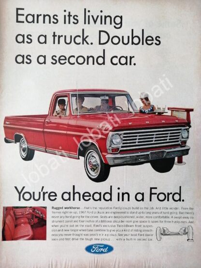 CARTEL ANTIGUO ORIGINAL DE AUTOS PICKUP FORD F-100 1967 /489