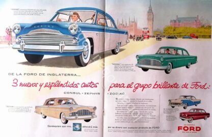 CARTEL ANTIGUO ORIGINAL DE AUTOS FORD ZODIAC, CONSUL & ZEPHYR 1955 /483