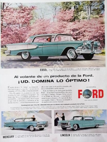 CARTEL ANTIGUO ORIGINAL DE AUTOS FORD EDSEL 1960 /482