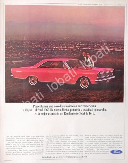 CARTEL ANTIGUO ORIGINAL DE AUTOS FORD GALAXIE 500 XL 1965 /481