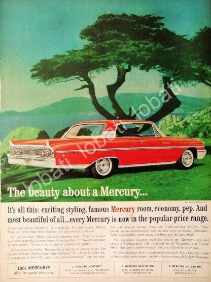 CARTEL ANTIGUO ORIGINAL DE AUTOS FORD MERCURY MONTEREY 1961 /477