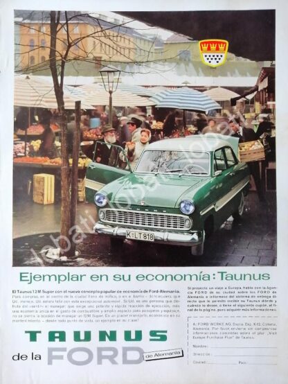 CARTEL ANTIGUO ORIGINAL DE AUTOS FORD TAUNUS 12M 1962 ALEMAN /468