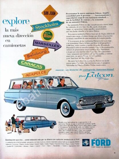 CARTEL ANTIGUO ORIGINAL DE AUTOS FORD FALCON VAGONETA 1960 /466