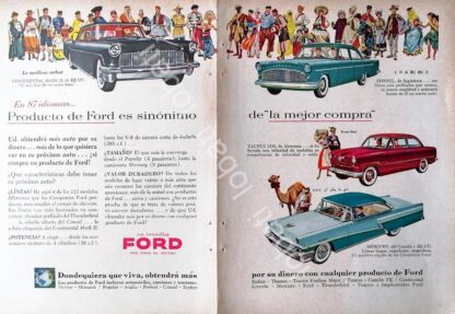 CARTEL ANTIGUO ORIGINAL DE MINI AFICHE AUTOS FORD VARIOS 1956 /450