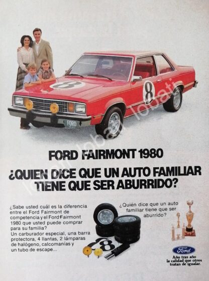 CARTEL ANTIGUO ORIGINAL DE MINI AFICHE AUTOS FORD FAIRMONT 1980 /447 RARO