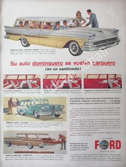 CARTEL ANTIGUO ORIGINAL DE AUTOS FORD COUNTRY SEDAN Y OTRAS VAGONETAS 1960s /556