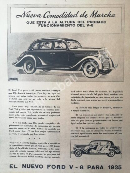 CARTEL ANTIGUO ORIGINAL DE PUBLICIDAD VINTAGE AUTOS FORD V8 1935 /555