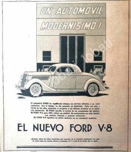 CARTEL ANTIGUO ORIGINAL DE PUBLICIDAD VINTAGE AUTOS FORD V8 1935 /554