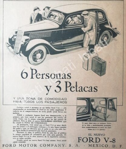 CARTEL ANTIGUO ORIGINAL DE PUBLICIDAD VINTAGE AUTOS FORD V8 1935 /553