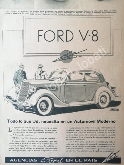 CARTEL ANTIGUO ORIGINAL DE PUBLICIDAD VINTAGE AUTOS FORD V8 1935 /551