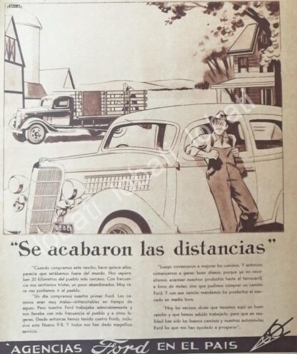 CARTEL ANTIGUO ORIGINAL DE DE AUTOS FORD V-8 1936 /547