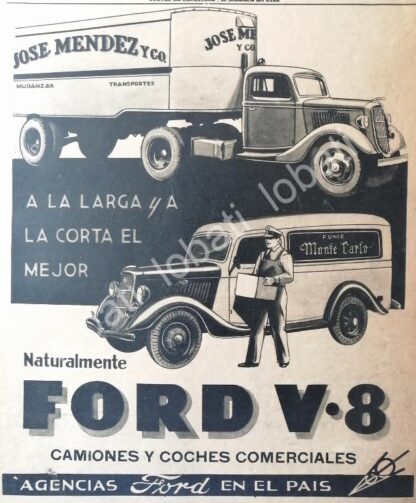 CARTEL ANTIGUO ORIGINAL DE DE AUTOS FORD V-8 1935 /546 RARO