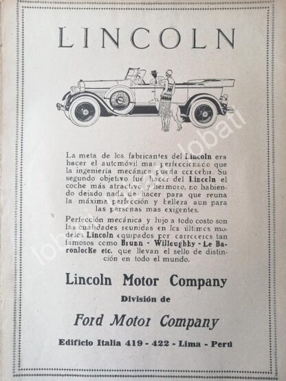 CARTEL ANTIGUO ORIGINAL DE AUTOS FORD LINCOLN SPORT 1920 /540