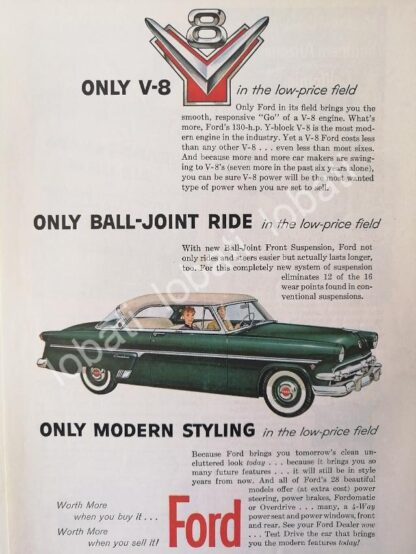 CARTEL ANTIGUO ORIGINAL DE AUTOS FORD MOTOR V8 1954 /535