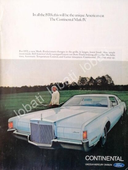 CARTEL ANTIGUO ORIGINAL DE AUTOS FORD LINCONL CONTINENTAL 1972 /532
