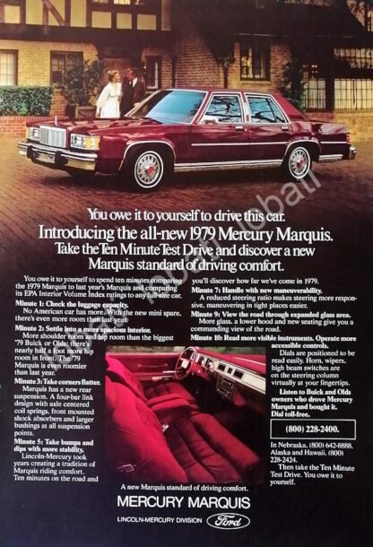 CARTEL ANTIGUO ORIGINAL DE AUTOS FORD MERCURY MARQUIS 1979 /527