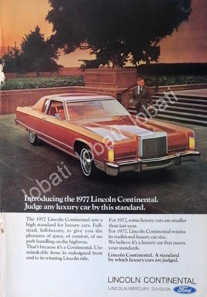 CARTEL ANTIGUO ORIGINAL DE AUTOS FORD LINCOLN CONTINENTAL 1977 /526