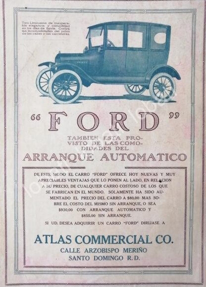 CARTEL ANTIGUO ORIGINAL DE AUTOS FORD LIMOUSINE 1920 SUPER RARO /525