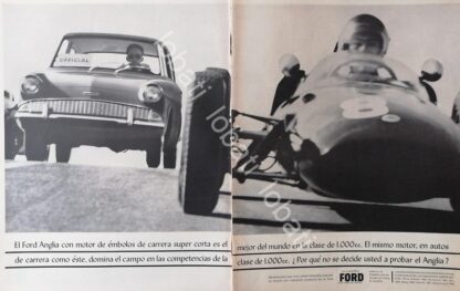 CARTEL ANTIGUO ORIGINAL DE AUTOS FORD ANGLIA Vs FORMULA 1 1960 /521