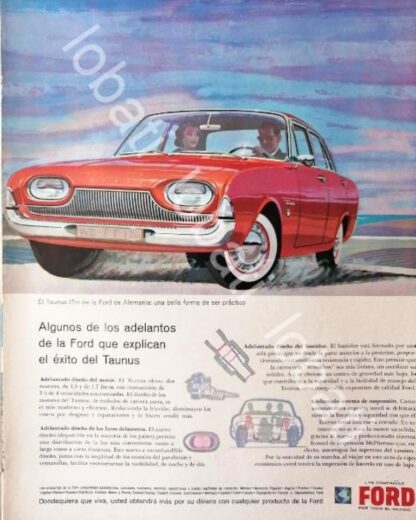 CARTEL ANTIGUO ORIGINAL DE AUTOS FORD TAUNUS 17M 1962 /520