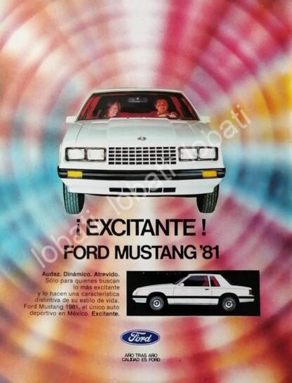 CARTEL ANTIGUO ORIGINAL DE AUTOS FORD MUSTANG 1981 / MUY RARO