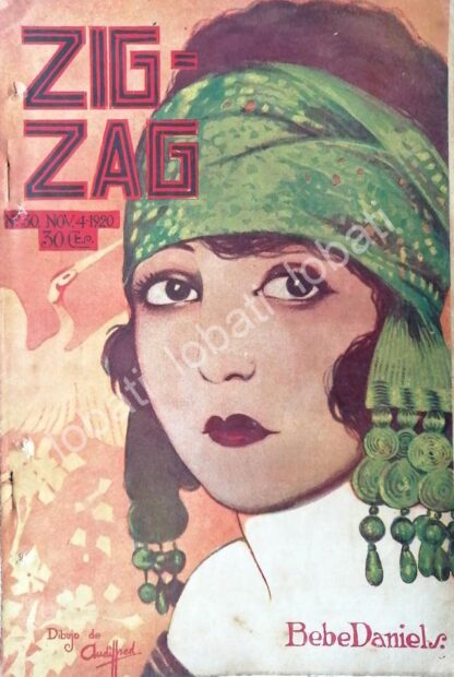 PORTADA ANTIGUA ORIGINAL  ARTISTICA DIBUJO DE ANDRES AUDIFFRED 1920 BEBE DANIELS