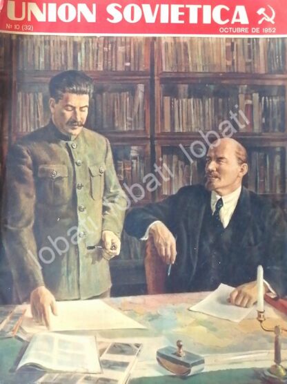 CARTEL ANTIGUO ORIGINAL DE HISTORICA PORTADA ANTIGUA STALIN Y LENIN OCTUBRE 1952