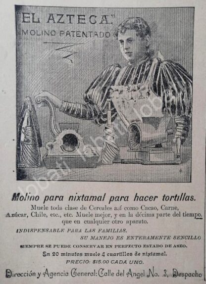 CARTEL ANTIGUO ORIGINAL DE MINI CARTEL. FABRICA DE MOLINOS EL AZTECA 1894 /373 SUPER RARO