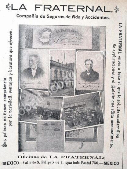 CARTEL ANTIGUO ORIGINAL DE MINI CARTEL. COMPAÑIA DE SEGUROS LA FRATERNAL 1894 /368