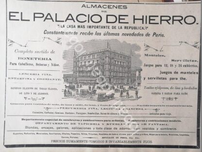 CARTEL ANTIGUO ORIGINAL DE TIENDA EL PALACIO DE HIERRO 1894 DIBUJO DE EGON J. KOSSUTT /366