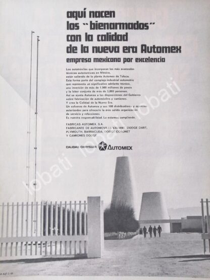 CARTEL ANTIGUO ORIGINAL DE INICIA LA PLANTA DE AUTOS CHRYSLER TOLUCA 1969 AUTOMEX /347