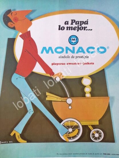 CARTEL ANTIGUO ORIGINAL DE FABRICA DE ROPA MONACO S.A 1968 /345 RARO