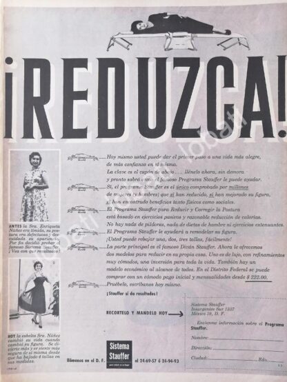 CARTEL ANTIGUO ORIGINAL DE EL SISTEMA STAUFFER DE REDUCCION DE PESO 1959 /336