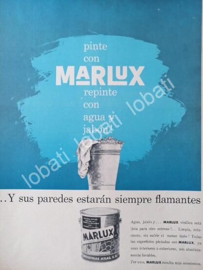 CARTEL ANTIGUO ORIGINAL DE PINTURAS MARLUX 1960. INDUSTRIAS ATLAS. S.A /327 SUPER RARO