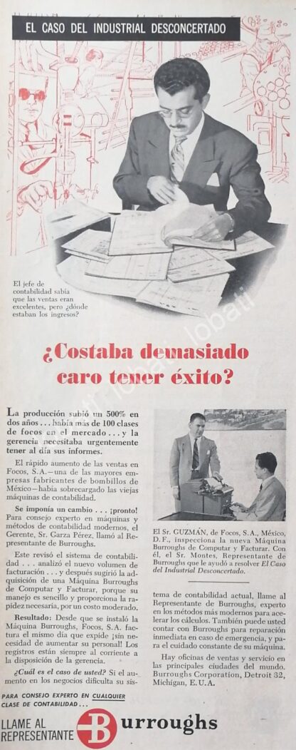 CARTEL ANTIGUO ORIGINAL DE FOCOS S.A Y EL GERENTE GARZA PEREZ 1953 /320