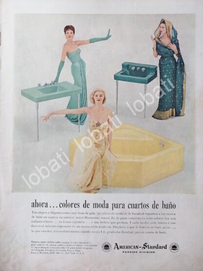 CARTEL ANTIGUO ORIGINAL DE ARTICULOS PARA BAÑO IDEAL STANDARD 1957 /316