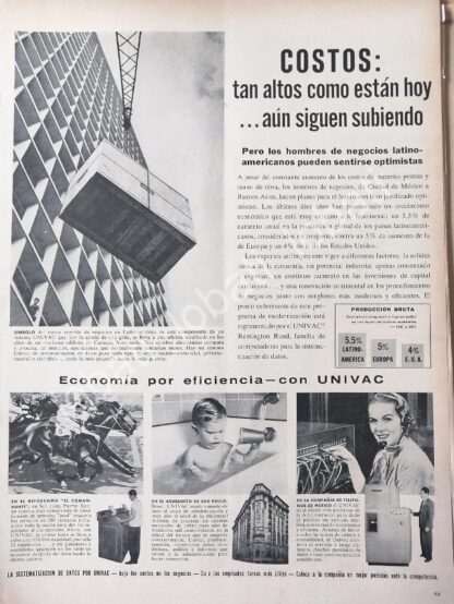 CARTEL ANTIGUO ORIGINAL DE COMPUTADORA UNIVAC. DE REMINGTON RAND 1957 /312 OLDWARE