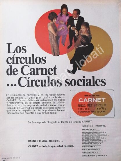 CARTEL ANTIGUO ORIGINAL DE LA PRIMERA TARJETA DE CREDITO CARNET (MASTERCARD) 1969 /307