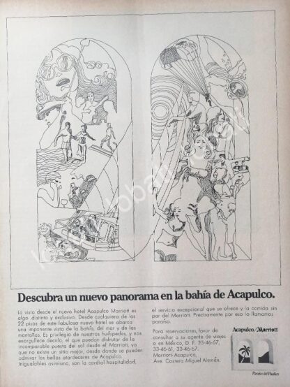 CARTEL ANTIGUO ORIGINAL DE HOTEL MARRIOTTT ACAPULCO 1969 /295