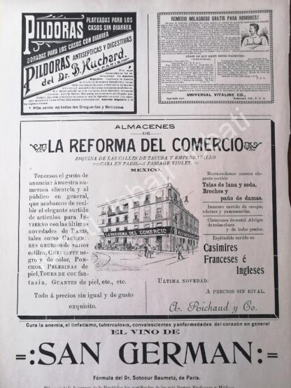 CARTEL ANTIGUO ORIGINAL DE TIENDA LA REFORMA DEL COMERCIO 1894 RICHAUD Y CIA Y OTRAS. /286