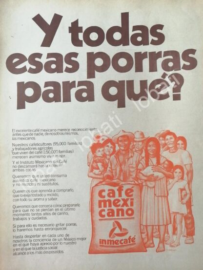 CARTEL ANTIGUO ORIGINAL DE INMECAFE. INSTITUTO MEXICANO DEL CAFE 1974 /487