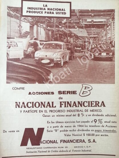 CARTEL ANTIGUO ORIGINAL DE ACCIONES SERIE B DENACIONAL FINANCIERA 1963 /168