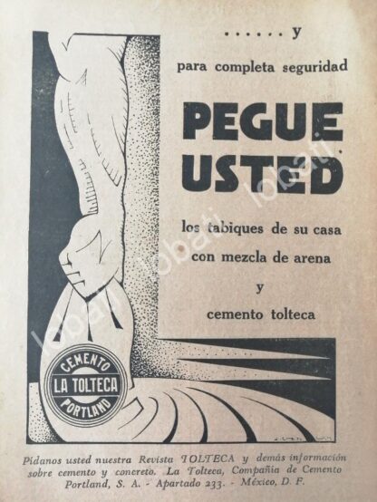 CARTEL ANTIGUO ORIGINAL DE CEMENTOS TOLTECA 1931 /484 ART NOUVEAU