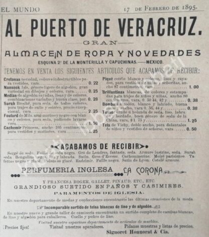 CARTEL ANTIGUO ORIGINAL DE 5 MINI CARTELES. TIENDA AL PUERTO DE VERACRUZ 1894-1898 /469 - Imagen 5