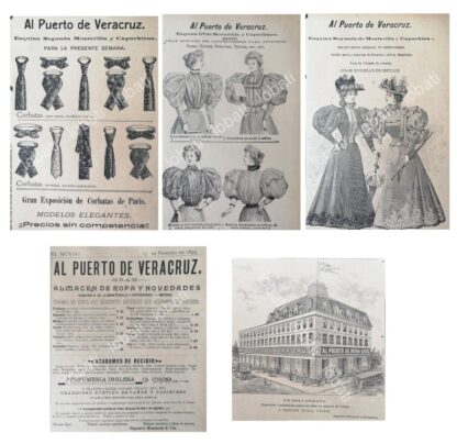 CARTEL ANTIGUO ORIGINAL DE 5 MINI CARTELES. TIENDA AL PUERTO DE VERACRUZ 1894-1898 /469